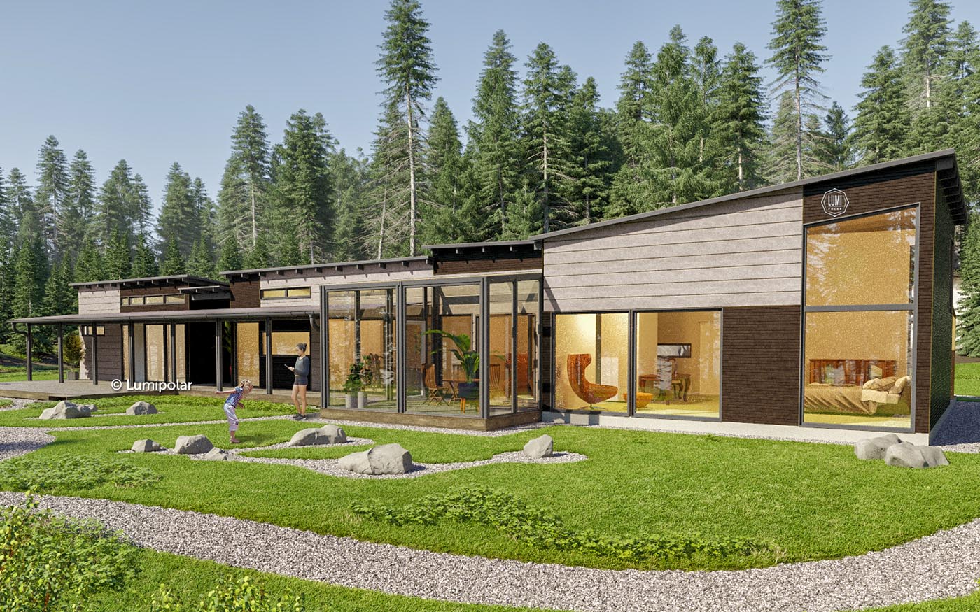 Проект современного финского дома на земельном участке в лесу